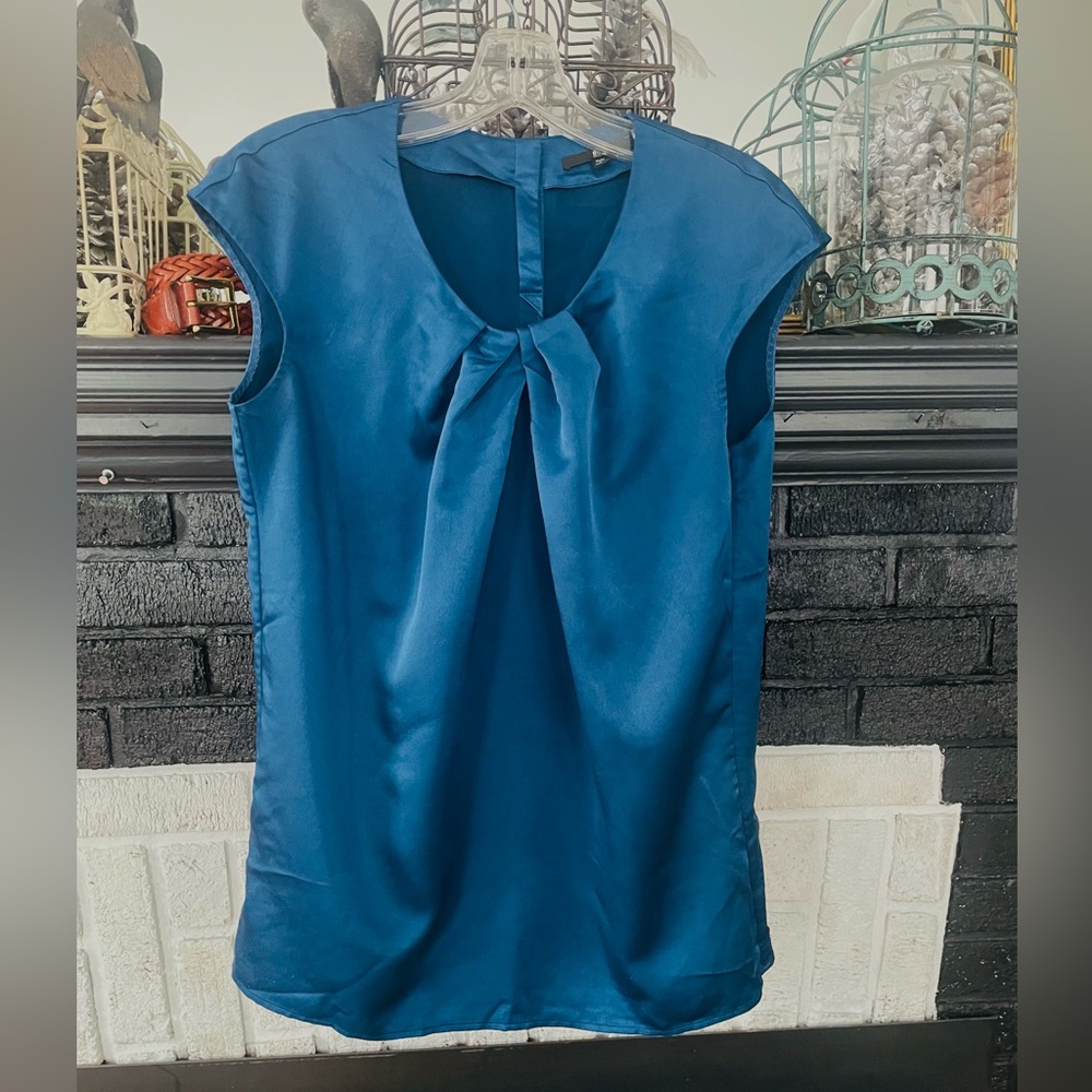 Boss Jewel Toned Sapphire Blue Satin Blouse - Picture 14 of 16